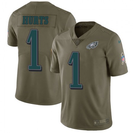 Nike Eagles #1 Jalen Hurts Olive Men's Stitched NFL Limited 2017 Salute To Service Jersey