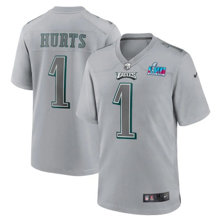 Philadelphia Eagles #1 Jalen Hurts Nike Men's Super Bowl LVII Patch Atmosphere Fashion Game Jersey - Gray