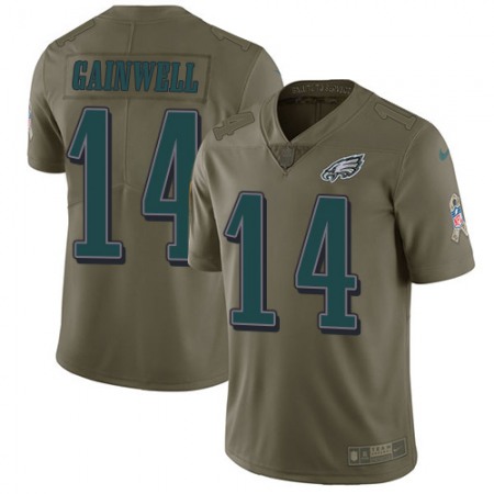 Nike Eagles #14 Kenneth Gainwell Olive Men's Stitched NFL Limited 2017 Salute To Service Jersey