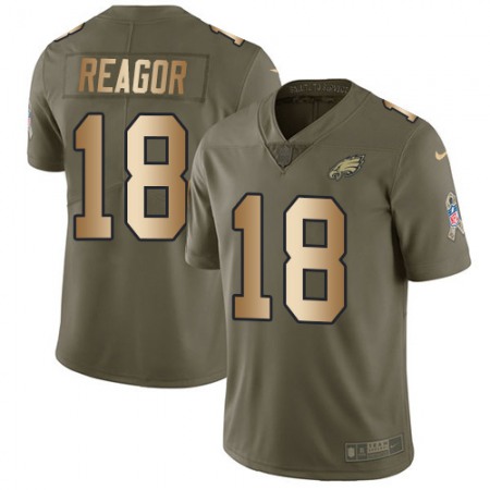 Nike Eagles #18 Jalen Reagor Olive/Gold Men's Stitched NFL Limited 2017 Salute To Service Jersey