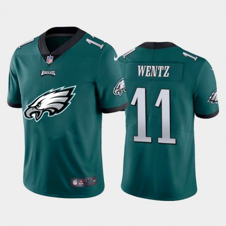 Philadelphia Eagles #11 Carson Wentz Green Men's Nike Big Team Logo Vapor Limited NFL Jersey