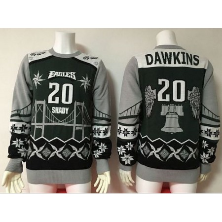 Nike Eagles #20 Brian Dawkins Green/Grey Men's Ugly Sweater