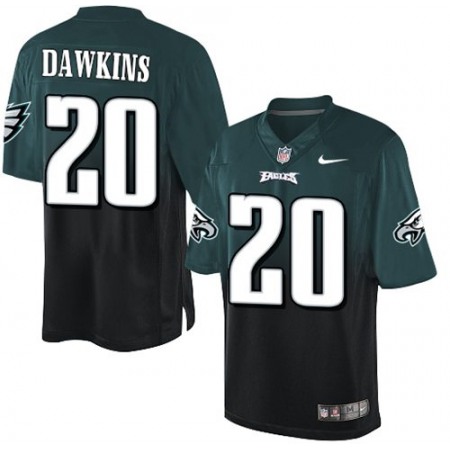 Nike Eagles #20 Brian Dawkins Midnight Green/Black Men's Stitched NFL Elite Fadeaway Fashion Jersey