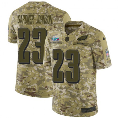 Nike Eagles #23 C.J. Gardner-Johnson Camo Super Bowl LVII Patch Men's Stitched NFL Limited 2018 Salute To Service Jersey