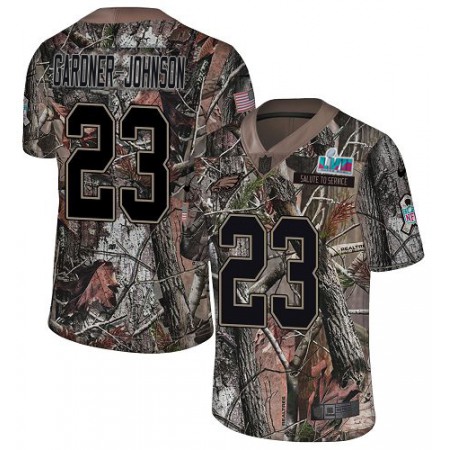 Nike Eagles #23 C.J. Gardner-Johnson Camo Super Bowl LVII Patch Men's Stitched NFL Limited Rush Realtree Jersey