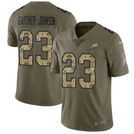 Nike Eagles #23 C.J. Gardner-Johnson Olive/Camo Men's Stitched NFL Limited 2017 Salute To Service Jersey