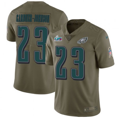 Nike Eagles #23 C.J. Gardner-Johnson Olive Super Bowl LVII Patch Men's Stitched NFL Limited 2017 Salute To Service Jersey