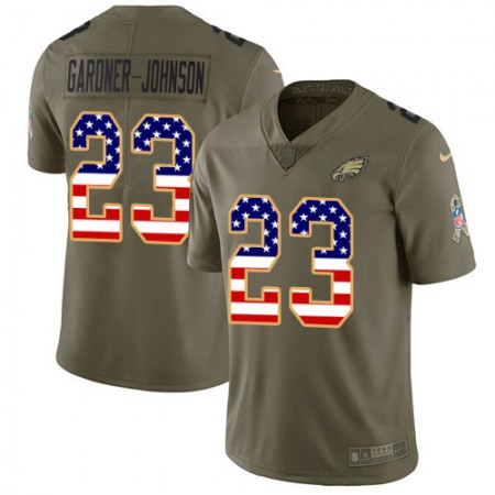 Nike Eagles #23 C.J. Gardner-Johnson Olive/USA Flag Men's Stitched NFL Limited 2017 Salute To Service Jersey