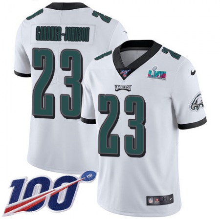 Nike Eagles #23 C.J. Gardner-Johnson White Super Bowl LVII Patch Men's Stitched NFL 100th Season Vapor Untouchable Limited Jersey