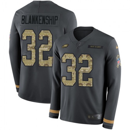 Nike Eagles #32 Reed Blankenship Anthracite Salute to Service Men's Stitched NFL Limited Therma Long Sleeve Jersey