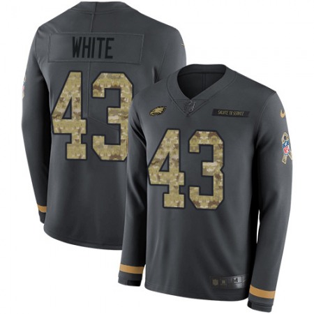 Nike Eagles #43 Kyzir White Anthracite Salute to Service Men's Stitched NFL Limited Therma Long Sleeve Jersey