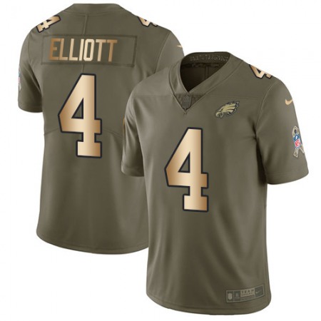 Nike Eagles #4 Jake Elliott Olive/Gold Men's Stitched NFL Limited 2017 Salute To Service Jersey