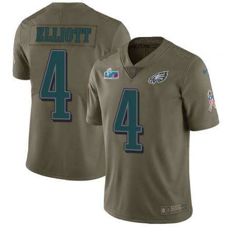 Nike Eagles #4 Jake Elliott Olive Super Bowl LVII Patch Men's Stitched NFL Limited 2017 Salute To Service Jersey