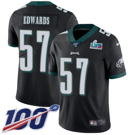 Nike Eagles #57 T. J. Edwards Black Alternate Super Bowl LVII Patch Men's Stitched NFL 100th Season Vapor Untouchable Limited Jersey