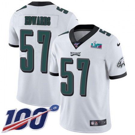 Nike Eagles #57 T. J. Edwards White Super Bowl LVII Patch Men's Stitched NFL 100th Season Vapor Untouchable Limited Jersey