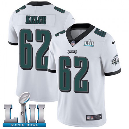 Nike Eagles #62 Jason Kelce White Super Bowl LII Men's Stitched NFL Vapor Untouchable Limited Jersey