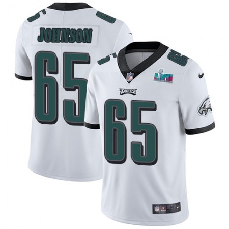 Nike Eagles #65 Lane Johnson White Super Bowl LVII Patch Men's Stitched NFL Vapor Untouchable Limited Jersey