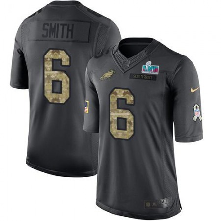 Nike Eagles #6 DeVonta Smith Black Super Bowl LVII Patch Men's Stitched NFL Limited 2016 Salute to Service Jersey