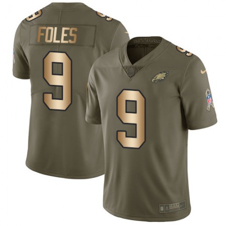 Nike Eagles #9 Nick Foles Olive/Gold Men's Stitched NFL Limited 2017 Salute To Service Jersey