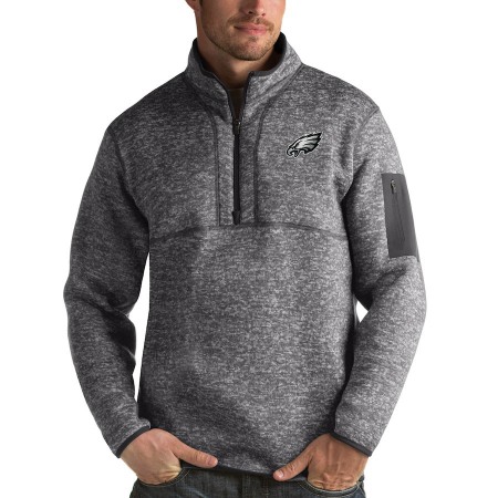 Philadelphia Eagles Antigua Fortune Quarter-Zip Pullover Jacket Charcoal