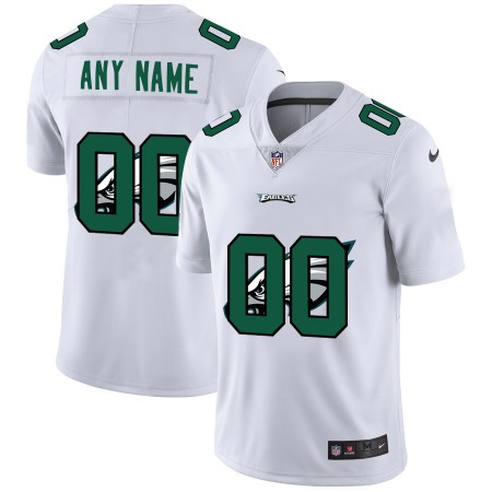 Philadelphia Eagles Custom White Men's Nike Team Logo Dual Overlap Limited NFL Jersey