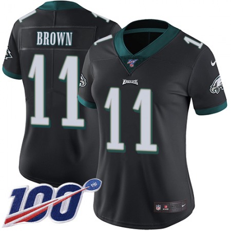 Nike Eagles #11 A.J. Brown Black Alternate Women's Stitched NFL 100th Season Vapor Untouchable Limited Jersey