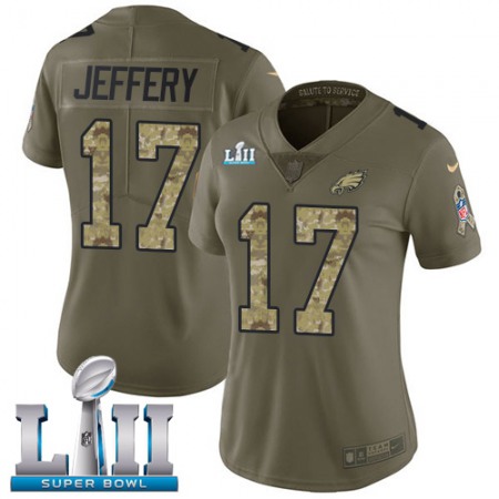 Nike Eagles #17 Alshon Jeffery Olive/Camo Super Bowl LII Women's Stitched NFL Limited 2017 Salute to Service Jersey