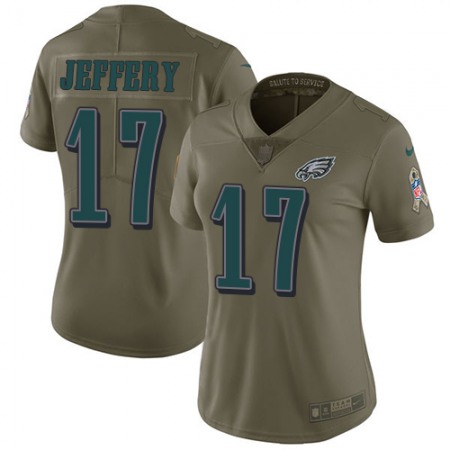 Nike Eagles #17 Alshon Jeffery Olive Women's Stitched NFL Limited 2017 Salute to Service Jersey