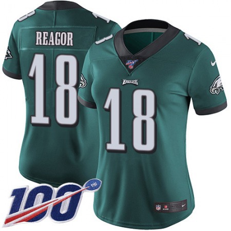 Nike Eagles #18 Jalen Reagor Green Team Color Women's Stitched NFL 100th Season Vapor Untouchable Limited Jersey