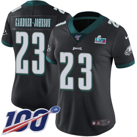 Nike Eagles #23 C.J. Gardner-Johnson Black Alternate Super Bowl LVII Patch Women's Stitched NFL 100th Season Vapor Untouchable Limited Jersey