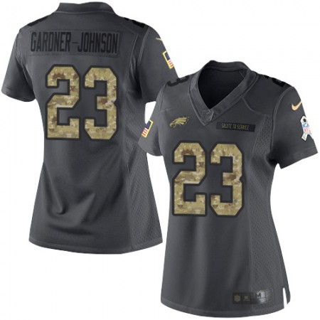 Nike Eagles #23 C.J. Gardner-Johnson Black Women's Stitched NFL Limited 2016 Salute to Service Jersey