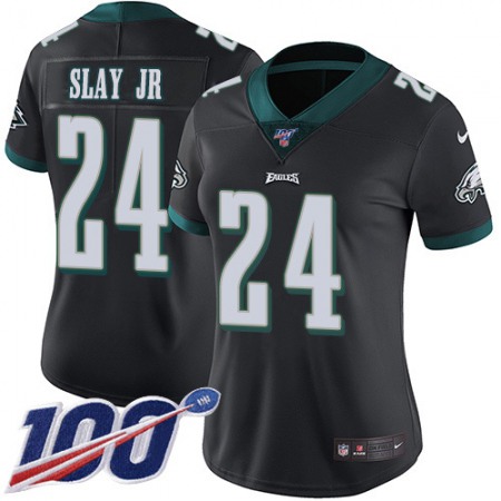 Nike Eagles #24 Darius Slay Jr Black Alternate Women's Stitched NFL 100th Season Vapor Untouchable Limited Jersey