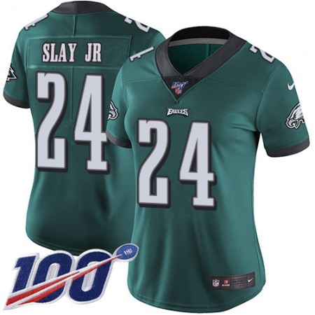 Nike Eagles #24 Darius Slay Jr Green Team Color Women's Stitched NFL 100th Season Vapor Untouchable Limited Jersey