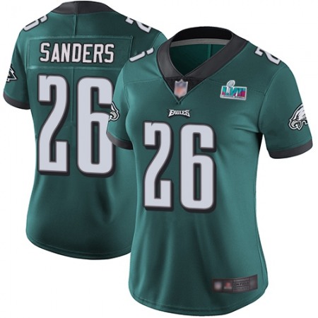 Nike Eagles #26 Miles Sanders Green Team Color Super Bowl LVII Patch Women's Stitched NFL Vapor Untouchable Limited Jersey