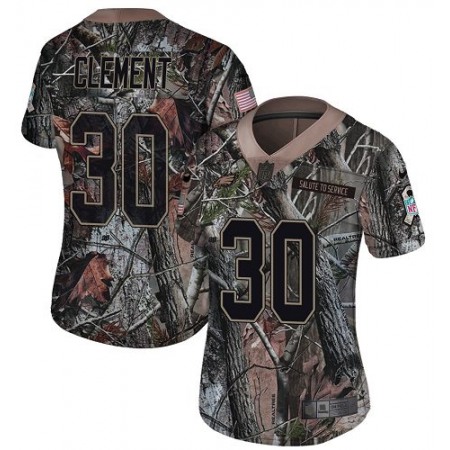 Nike Eagles #30 Corey Clement Camo Women's Stitched NFL Limited Rush Realtree Jersey