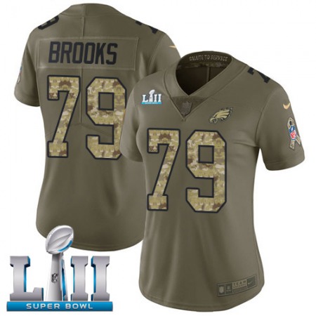 Nike Eagles #79 Brandon Brooks Olive/Camo Super Bowl LII Women's Stitched NFL Limited 2017 Salute to Service Jersey