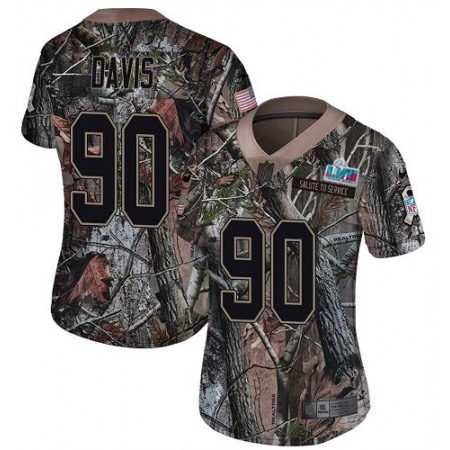 Nike Eagles #90 Jordan Davis Camo Super Bowl LVII Patch Women's Stitched NFL Limited Rush Realtree Jersey