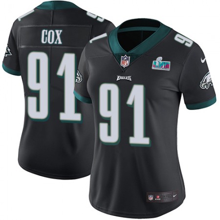 Nike Eagles #91 Fletcher Cox Black Super Bowl LVII Patch Alternate Women's Stitched NFL Vapor Untouchable Limited Jersey