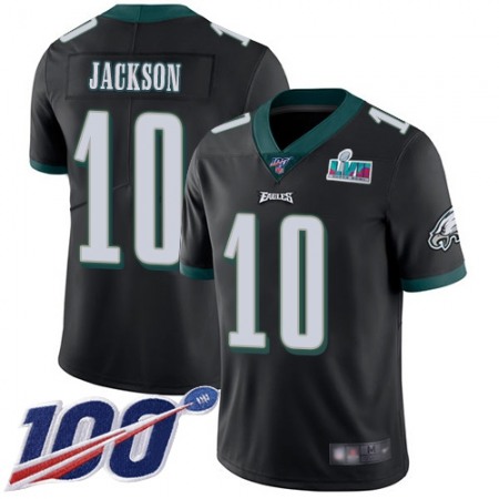 Nike Eagles #10 DeSean Jackson Black Super Bowl LVII Patch Alternate Youth Stitched NFL 100th Season Vapor Limited Jersey