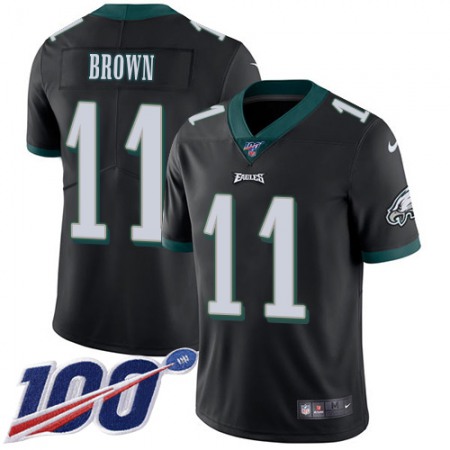 Nike Eagles #11 A.J. Brown Black Alternate Youth Stitched NFL 100th Season Vapor Untouchable Limited Jersey