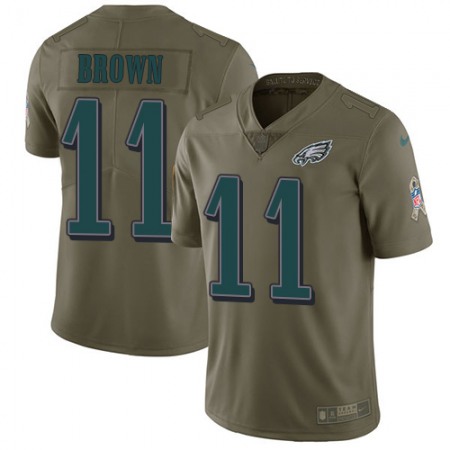 Nike Eagles #11 A.J. Brown Olive Youth Stitched NFL Limited 2017 Salute To Service Jersey