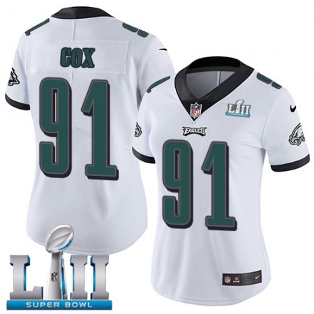 Nike Eagles #91 Fletcher Cox White Super Bowl LII Women's Stitched NFL Vapor Untouchable Limited Jersey