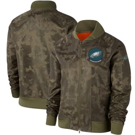 Women's Philadelphia Eagles Nike Olive 2019 Salute to Service Full-Zip Bomber Jacket