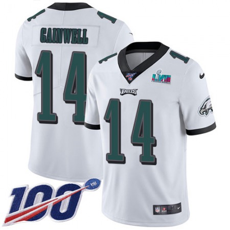 Nike Eagles #14 Kenneth Gainwell White Super Bowl LVII Patch Youth Stitched NFL 100th Season Vapor Untouchable Limited Jersey