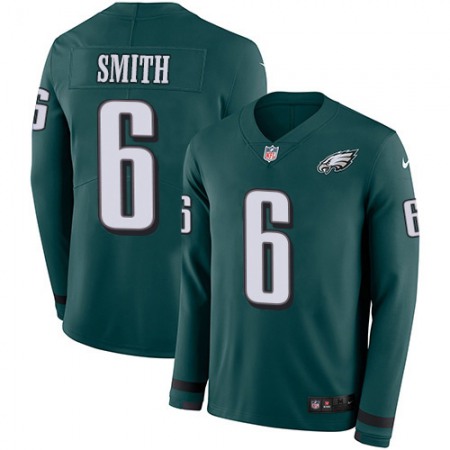 Nike Eagles #6 DeVonta Smith Green Team Color Youth Stitched NFL Limited Therma Long Sleeve Jersey