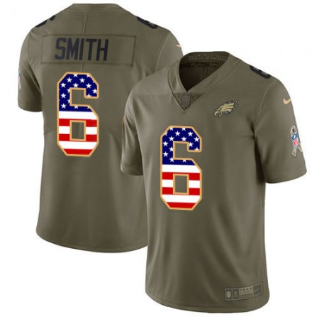 Nike Eagles #6 DeVonta Smith Olive/USA Flag Youth Stitched NFL Limited 2017 Salute To Service Jersey