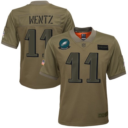 Youth Philadelphia Eagles #11 Carson Wentz Nike Camo 2019 Salute to Service Game Jersey